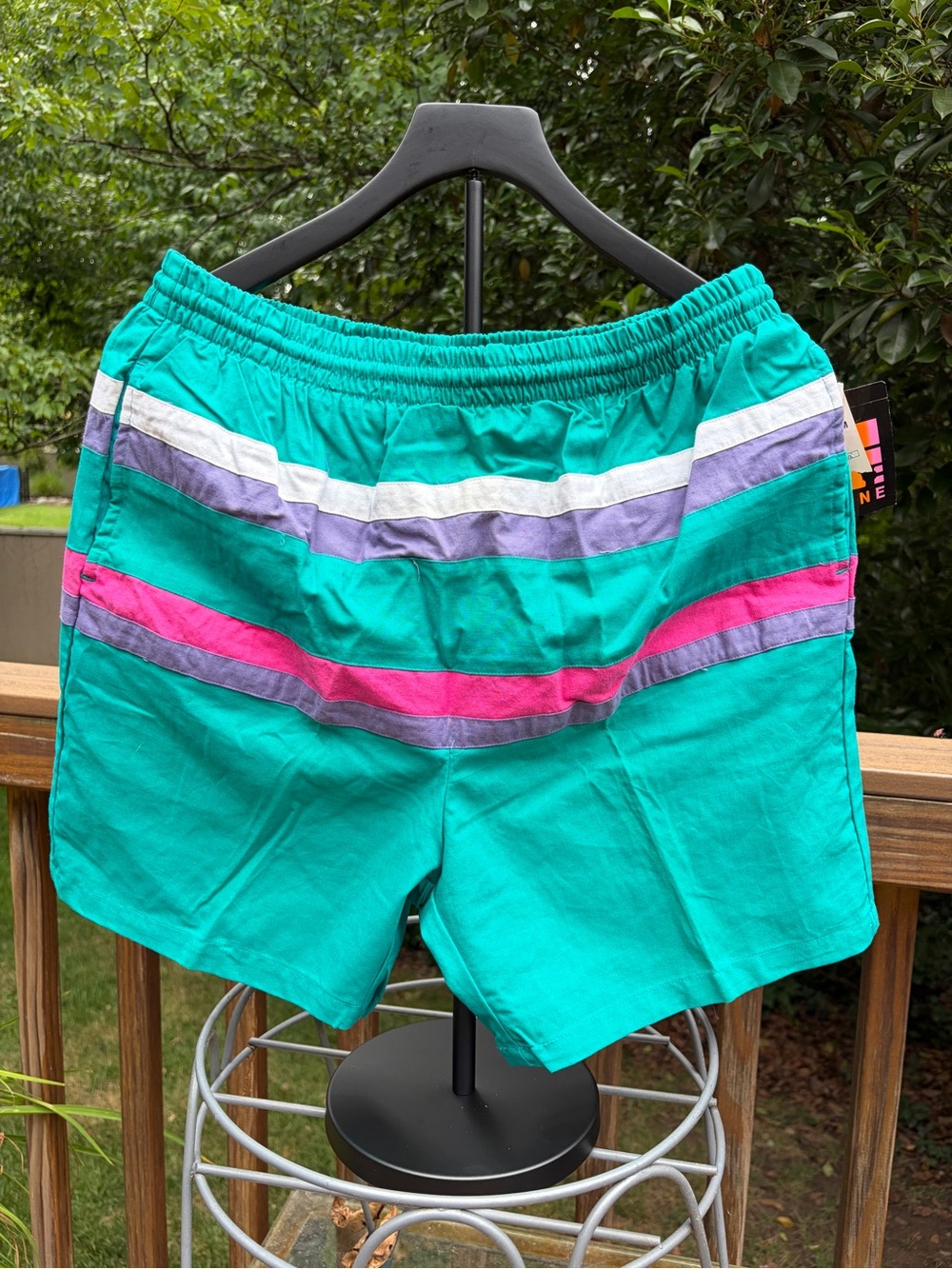 NOS vintage pipeline, surf trunks shorts teal, pink, purple Men's MED NWT